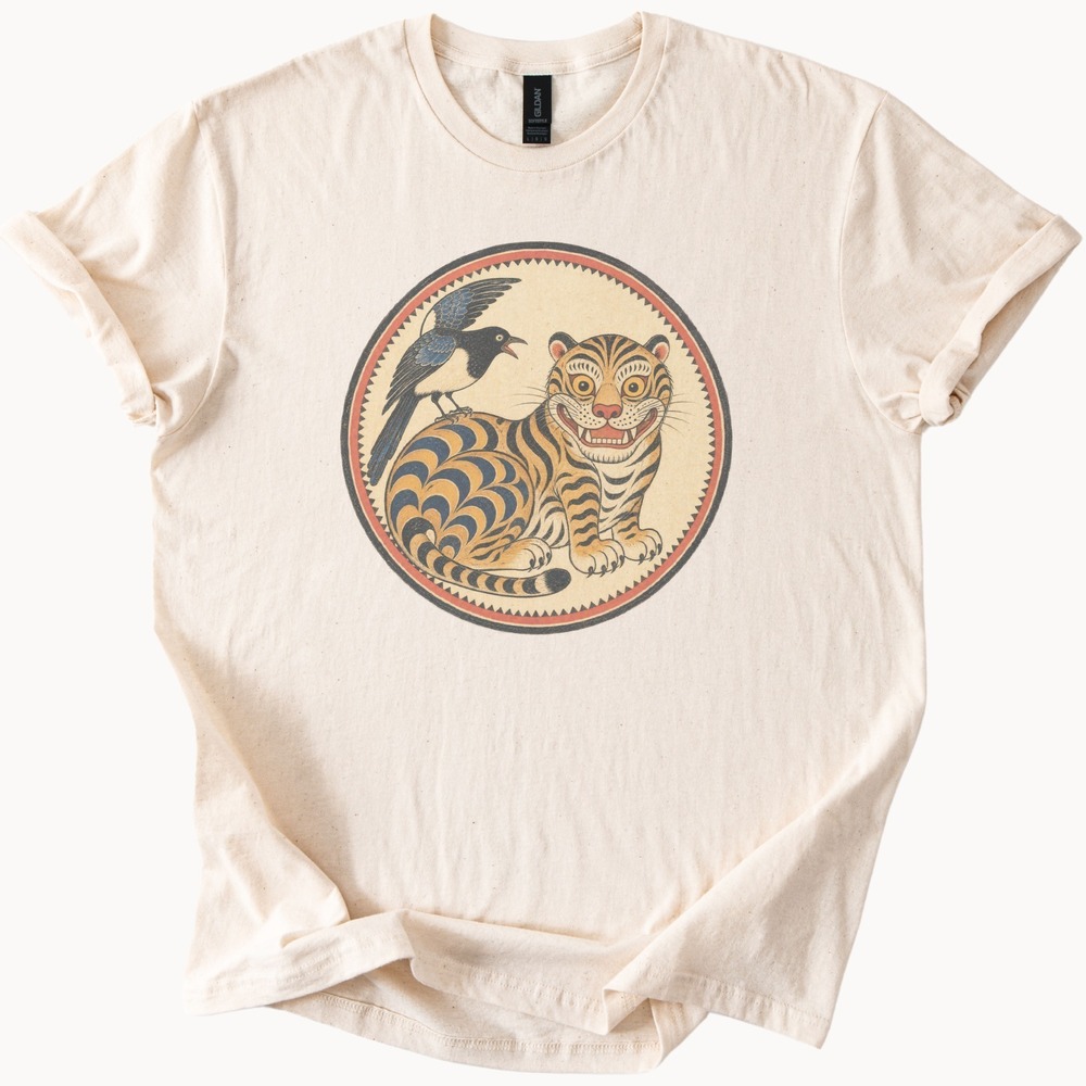 Magpie Riding a Crouching Tiger Medallion Tee